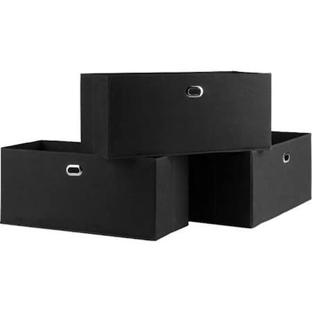 Doba-Bnt 3 Piece Torino Folding Fabric Baskets Set; Black SA143833